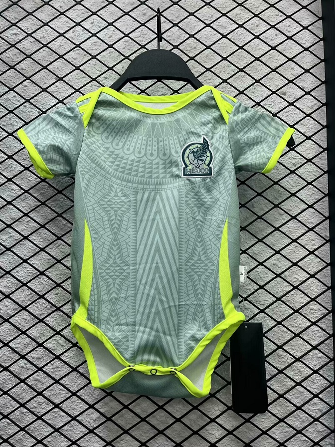 Mexico 2024 Baby Away Grey Green Soccer Jersey